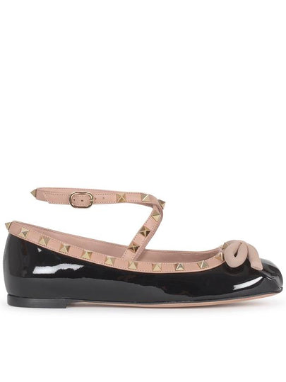 Rockstud Patent Leather Ballerina Black - VALENTINO - BALAAN 2