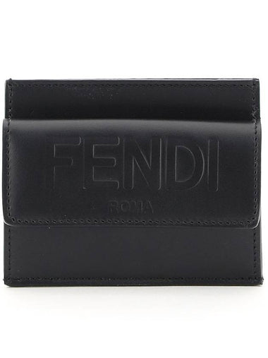 Logo Card Wallet Black - FENDI - BALAAN 1