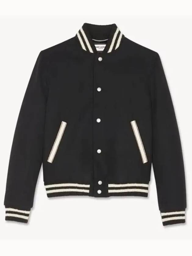 Teddy Wool Bomber Jacket  Black - SAINT LAURENT - BALAAN 2