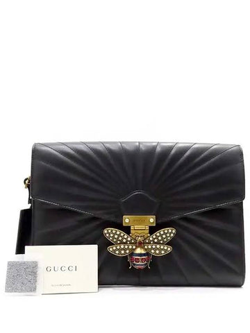 476665 Black Quilted Leather Margaret Clutch - GUCCI - BALAAN 1