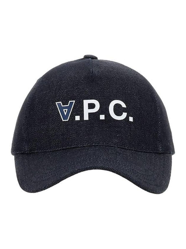 VPC Velvet Logo Denim Ball Cap Navy - A.P.C. - BALAAN 1