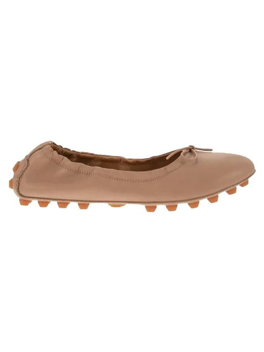 Pebble Rubber Soft Leather Ballerina Pink - TOD'S - BALAAN.