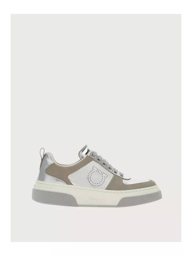 Metallic Low-Top Sneakers Grey - SALVATORE FERRAGAMO - BALAAN 2