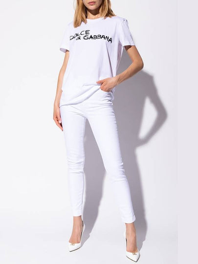 Dolce & Gabbana Jeans With Logo, Women's, White - DOLCE&GABBANA - BALAAN 2