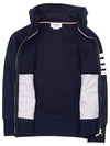 Engineered 4 Bar Diagonal Zip Up Hoodie Navy - THOM BROWNE - BALAAN 11