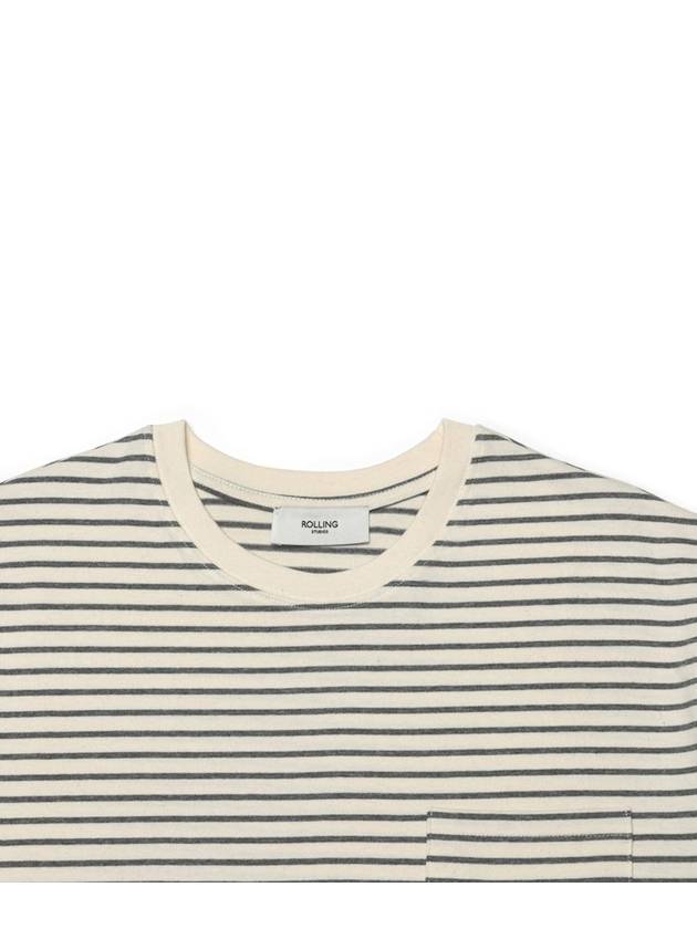 STRIPED POCKET LOOSE T SHIRT ECRU - ROLLING STUDIOS - BALAAN 3