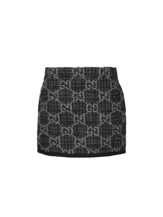 Women's GG Monogram Tweed A-Line Skirt Dark Grey - GUCCI - BALAAN 2