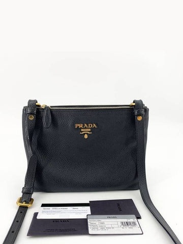 Vitello Phoenix Double Zipper Cross Bag 1BH046 - PRADA - BALAAN 1