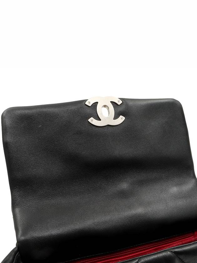 Black Lambskin Silver Gold Metal 19 Small Flap Shoulder Bag - CHANEL - BALAAN 10