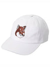 Large Fox Head Embroidered 6P Ball Cap White - MAISON KITSUNE - BALAAN 2