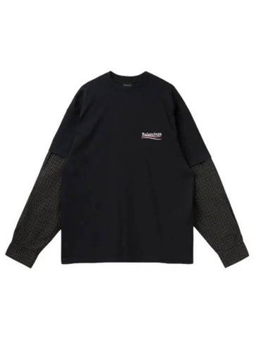 Layered political campaign t shirt black long sleeve - BALENCIAGA - BALAAN 1