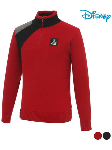 Men s Cashmere Half Zip Up Diagonal Color Knit Sweater DN4MKT031 - DISNEY GOLF - BALAAN 1