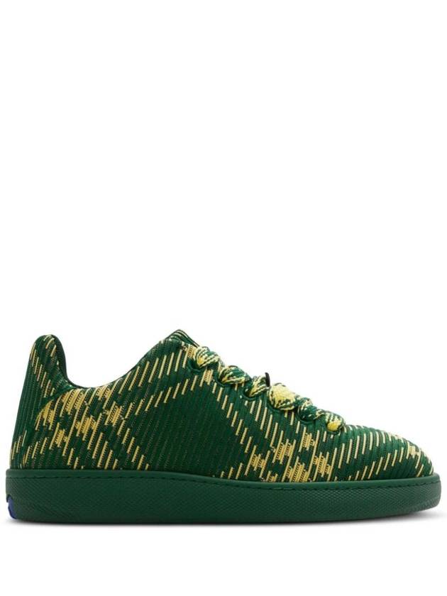 Check Square Toe Low Top Sneakers Green - BURBERRY - BALAAN 1