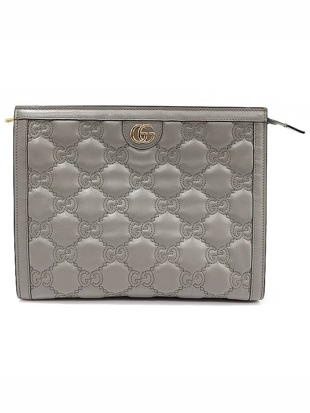 723780 Gray GG Matelasse Leather Gold Pouch Clutch - GUCCI - BALAAN 1