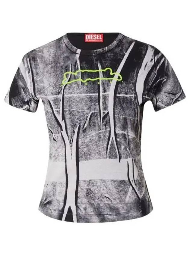 T Uncut Long N5 Short Sleeve T-Shirt Chris Effect Grey Black - DIESEL - BALAAN 2