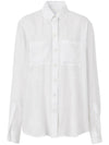 Women's EKD Jacquard Oversized Silk Shirt Optic White - BURBERRY - BALAAN 1