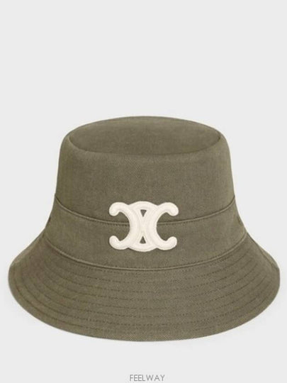 Triomphe Cotton Gabardine Bucket Hat Khaki - CELINE - BALAAN 2