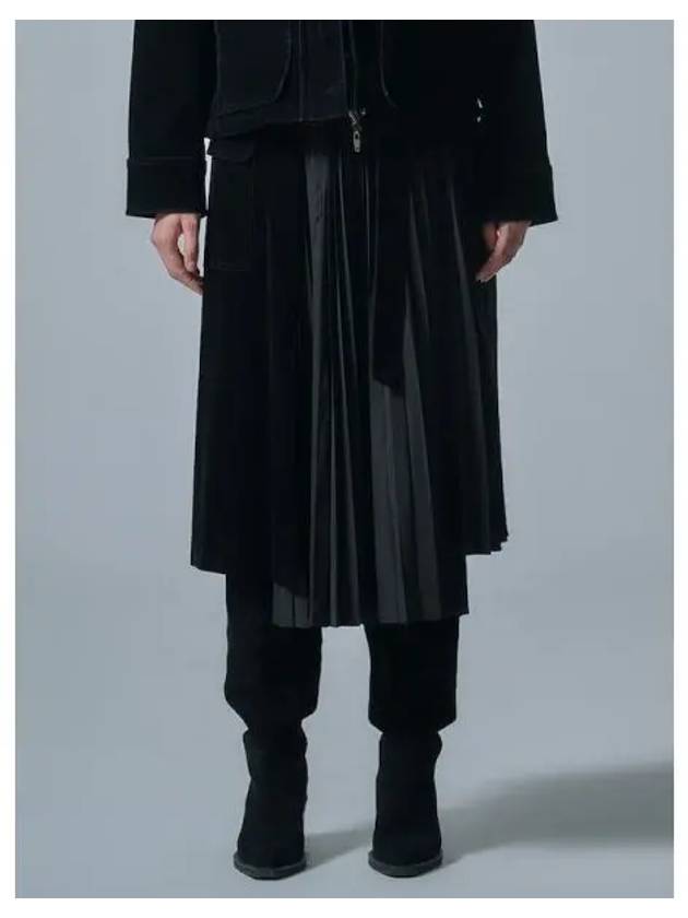 Pleated color combination velvet skirt black domestic product GM0024062829685 - JUUN.J - BALAAN 1