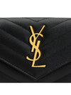 Matelasse Monogram Quilting Flap Half Wallet Black - SAINT LAURENT - BALAAN 7