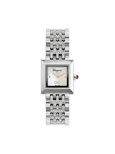 Square Quartz White MOP Dial Ladies Watch Silver - SALVATORE FERRAGAMO - BALAAN 1