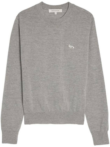 Women's Baby Fox Patch Regular Knit Top Medium Grey Melange - MAISON KITSUNE - BALAAN 1