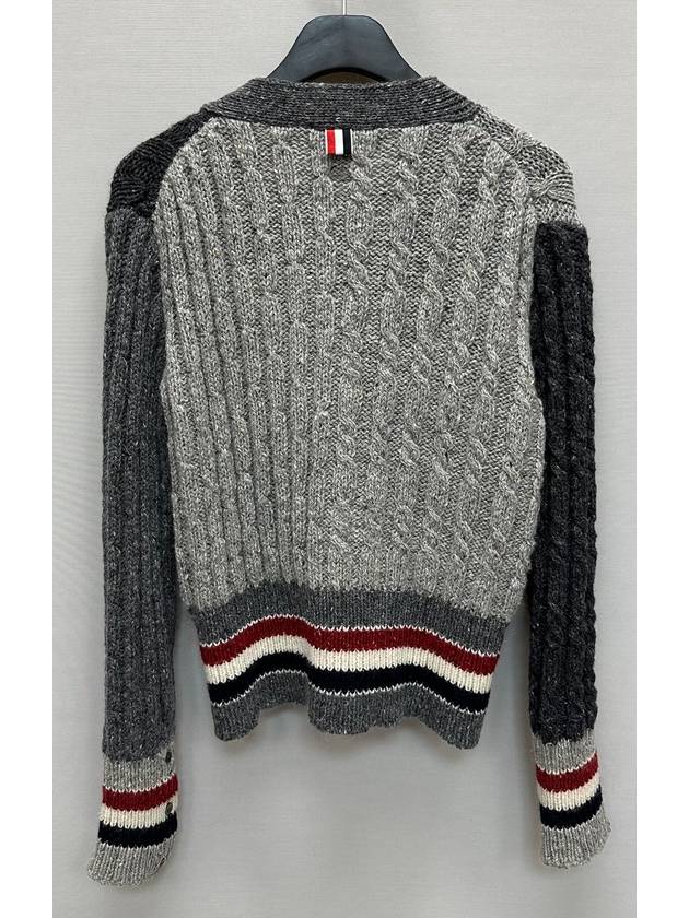 Funmix Mohair Tweed Striped Cardigan 2 - THOM BROWNE - BALAAN 4