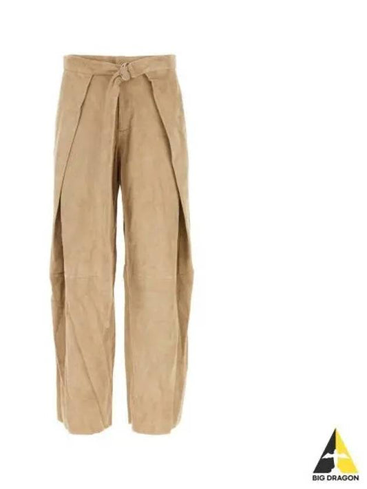 Suede Belt Strap Slacks Beige - AMI - BALAAN 2