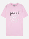 Logo Print Organic Cotton Short Sleeve T-Shirt Pink - GANNI - BALAAN 2