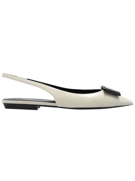 Anais Slingback Flats In Smooth And Patent Leather Ivory - SAINT LAURENT - BALAAN 1
