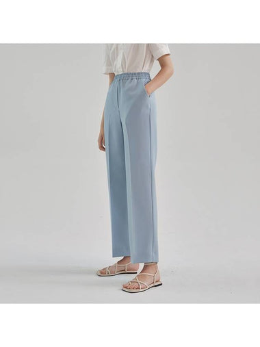 L Straight Fit Banded Waist Pants Straight Slacks Sky Blue - ARIFF - BALAAN 1