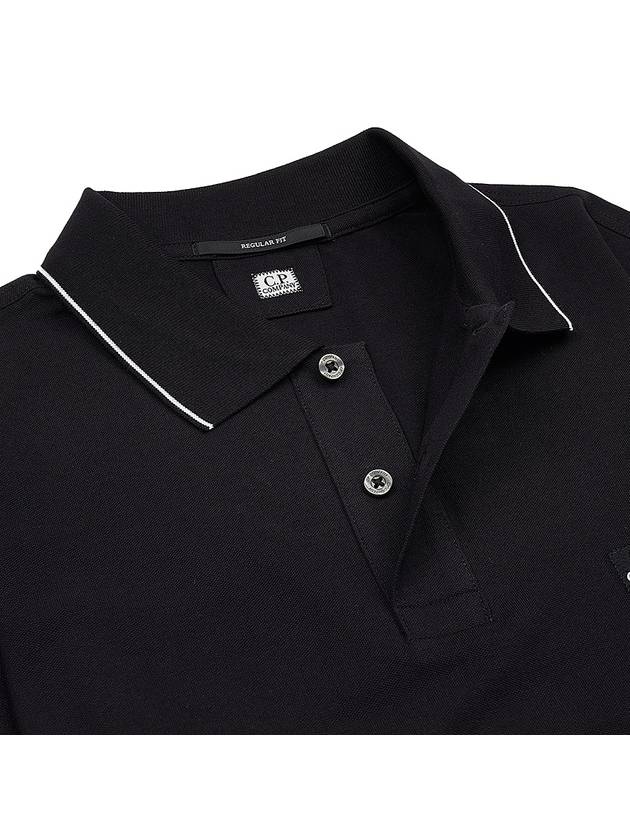 Stretch Piquet Regular Striped Collar Polo Shirt Black - CP COMPANY - BALAAN 7