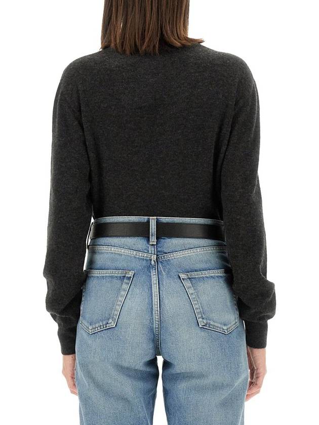 Cashmere Silk Knit Top Grey - SAINT LAURENT - BALAAN 4