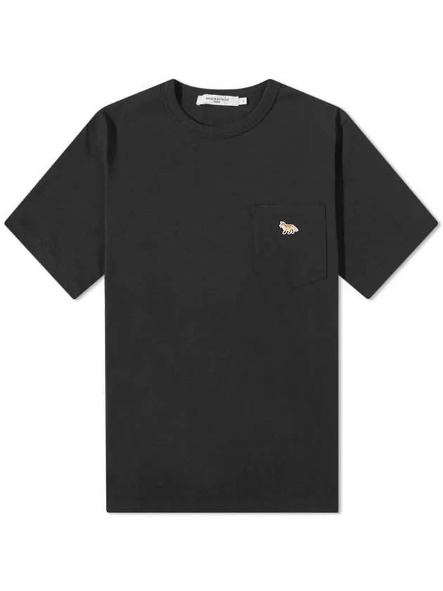 Baby Fox Patch Pocket Short Sleeve T-Shirt Black - MAISON KITSUNE - BALAAN 3