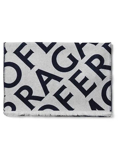 Lettering Double Wool Scarf Grey - SALVATORE FERRAGAMO - BALAAN 1