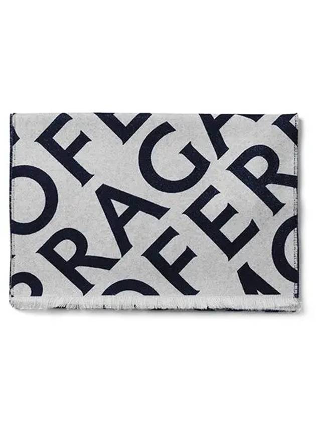 Lettering Double Wool Scarf Grey - SALVATORE FERRAGAMO - BALAAN 5