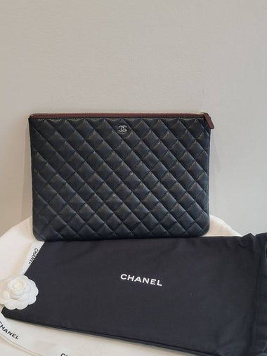 Classic caviar black silver CC logo large clutch - CHANEL - BALAAN 1