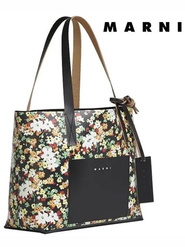 Logo Flower Tote Bag Black - MARNI - BALAAN 3