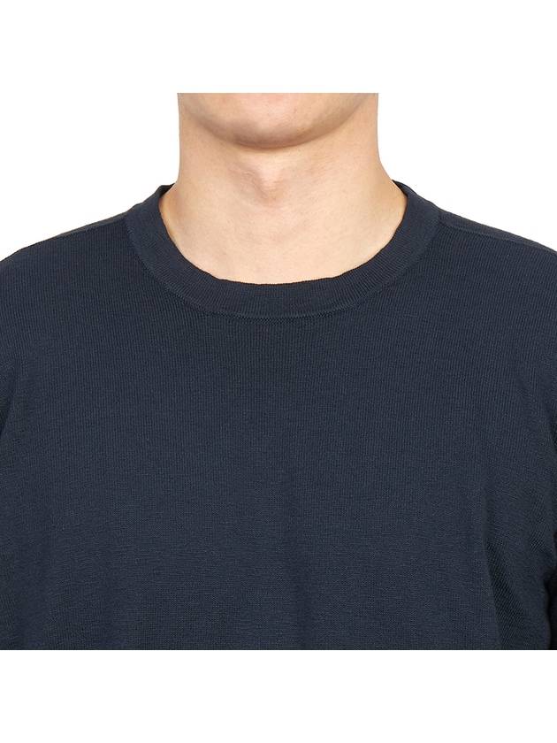 Logo Patch Crew Neck Cotton Nylon Knit Top Navy - STONE ISLAND - BALAAN 7