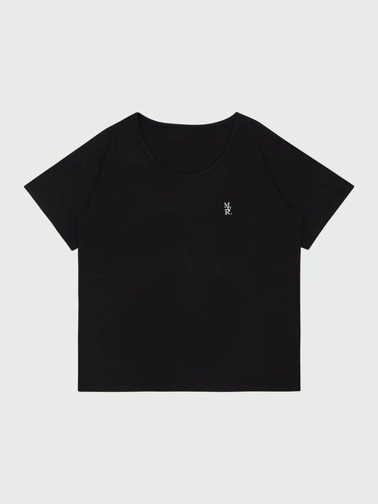 Unisex MVR Logo Wide U-Neck T-Shirt Black - MAVRK - BALAAN 1