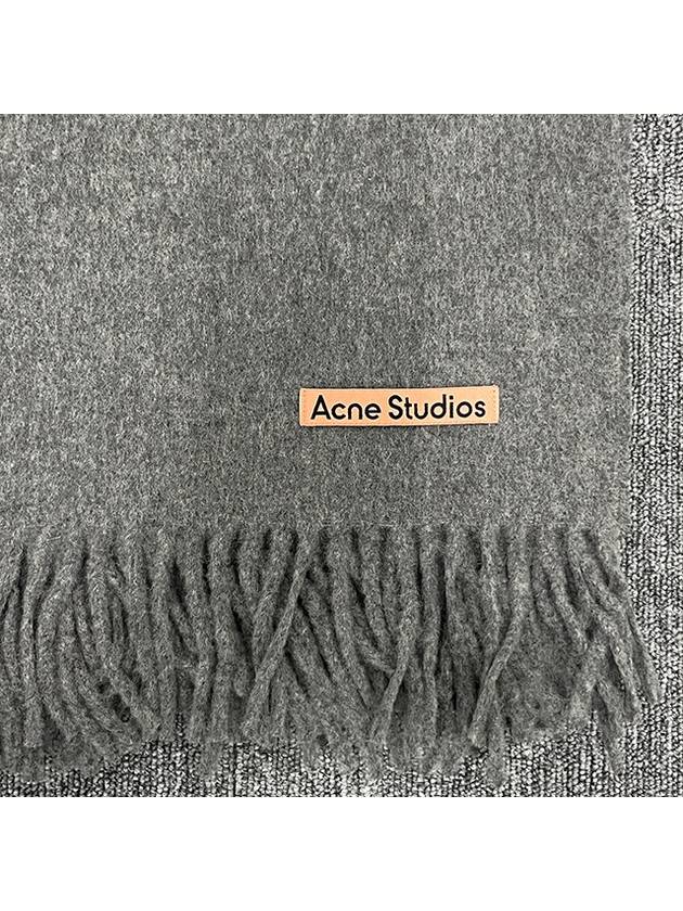 Logo Wool Fringe Scarf Grey - ACNE STUDIOS - BALAAN 4