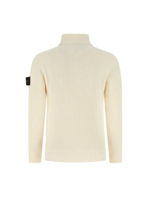 Wappen Patch Full Rib Pure Wool Knit Turtleneck White - STONE ISLAND - BALAAN 3