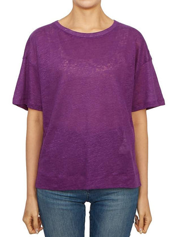 Falla Linen Short Sleeve T-Shirt Purple - MAX MARA - BALAAN 1