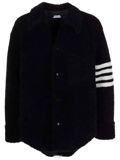 Men's 4 Bar Shearling Oversized Jacket Navy - THOM BROWNE - BALAAN 2