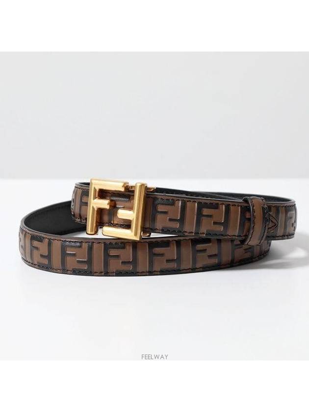 FF Square Stud Buckle Leather Belt Brown - FENDI - BALAAN 2