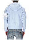 Men's Wapple 4 Bar Reglan Hooded Zip Up Light Blue - THOM BROWNE - BALAAN.