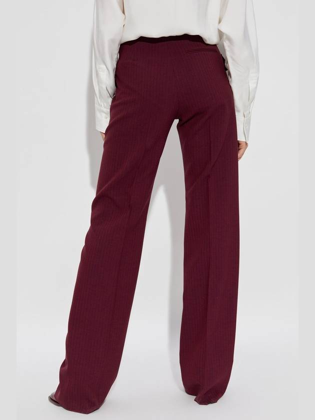 FERRAGAMO Wool Trousers With Striped Pattern, Women's, Burgundy - SALVATORE FERRAGAMO - BALAAN 4