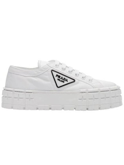 Double Wheel Re-Nylon Gabardine Low-Top Sneakers White - PRADA - BALAAN 2