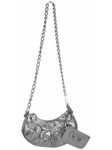 Women's Le Cagole XS Chain Metal Shoulder Bag Silver - BALENCIAGA - BALAAN 1