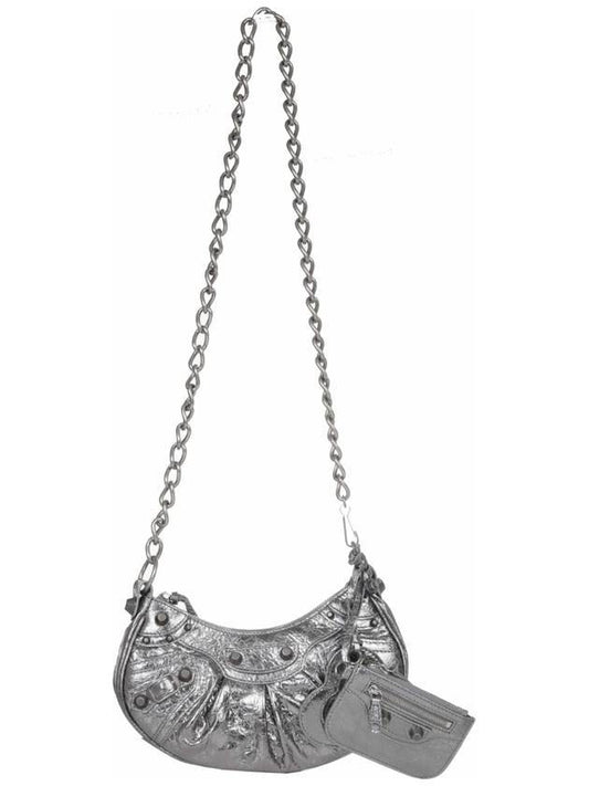 Women's Le Cagol XS Chain Metal Shoulder Bag Silver - BALENCIAGA - BALAAN 1