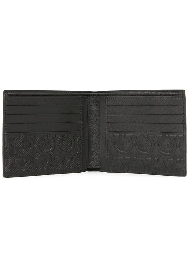 Gancini Embossed Logo Half Wallet Black - SALVATORE FERRAGAMO - BALAAN 5